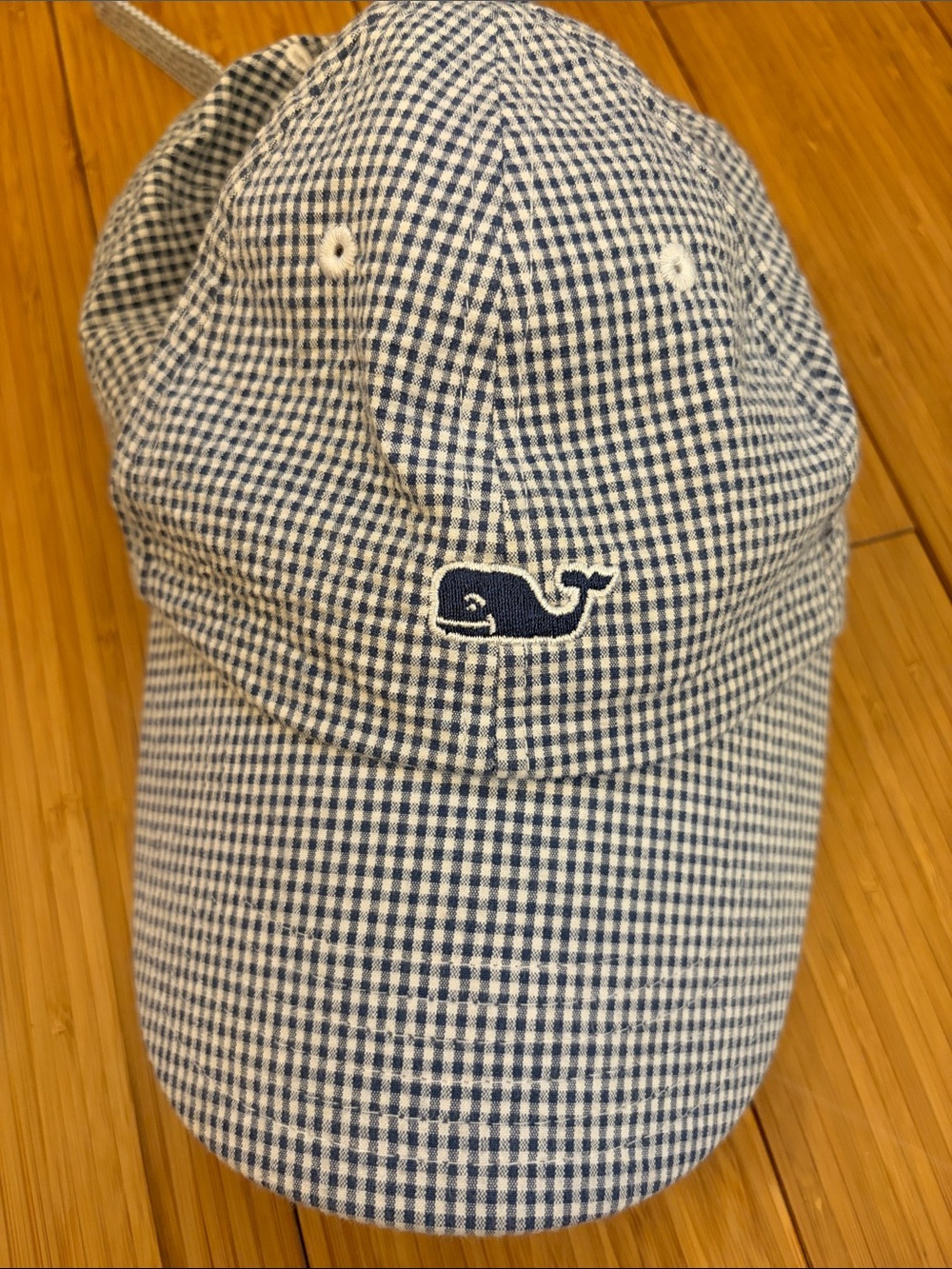 Vineyard Vines Navy & White Gingham Whale Hat - Picture 1 of 3